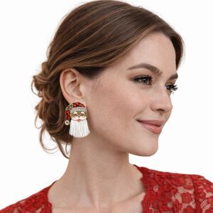 Sugarfix BaubleBar Santa Baby Tassel Earrings Christmas Holiday Rhinestone Santa
